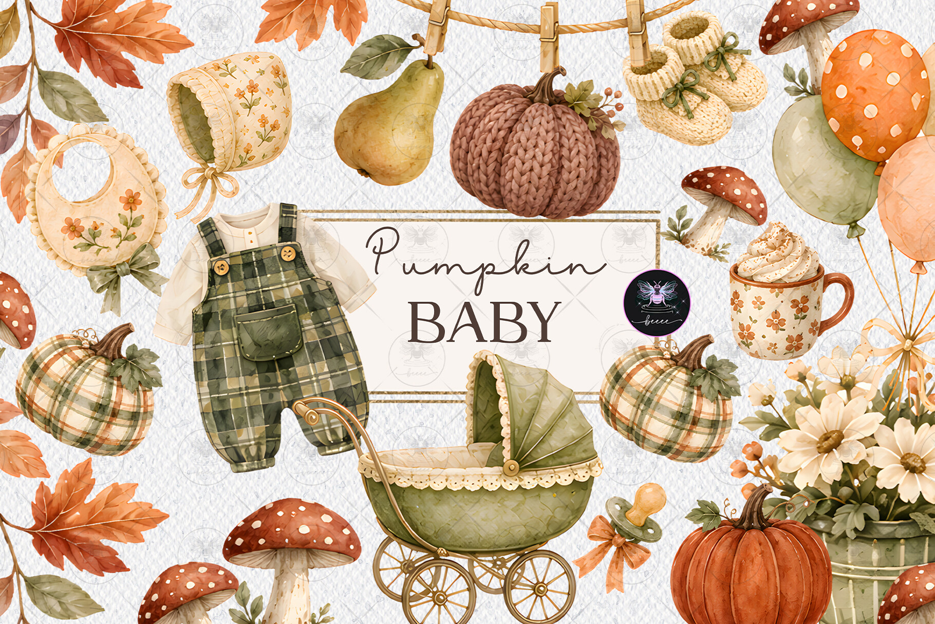 Pumpkin Fall Baby Clipart - photo 1