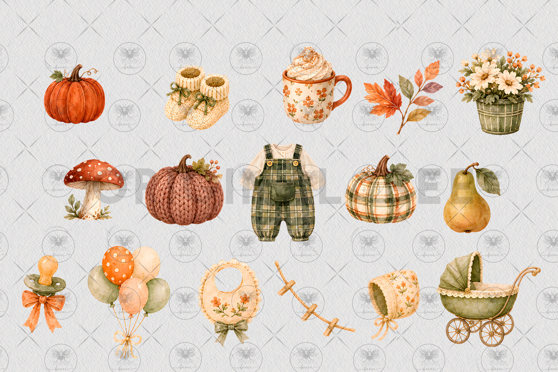 Pumpkin Fall Baby Clipart - photo 3