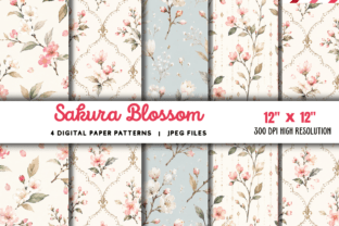 Sakura Blossom Digital Paper Bundle Graphic by Styled Stock · Creative ...