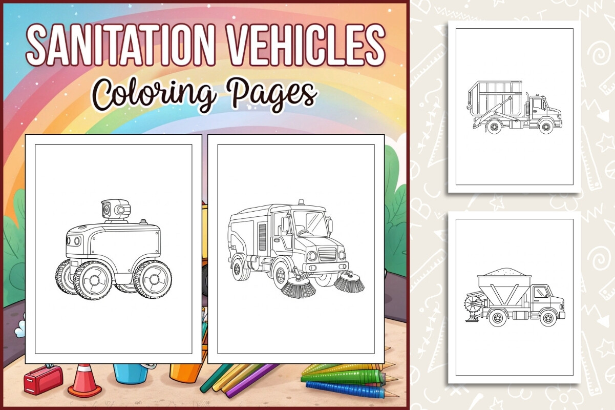 Sanitation Vehicles Coloring Pages