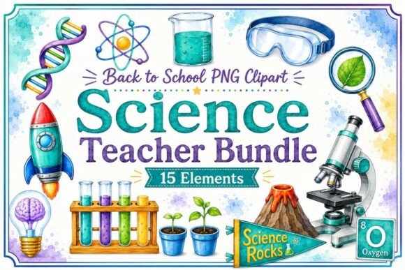 Science Teacher Clipart PNG Bundle STEM