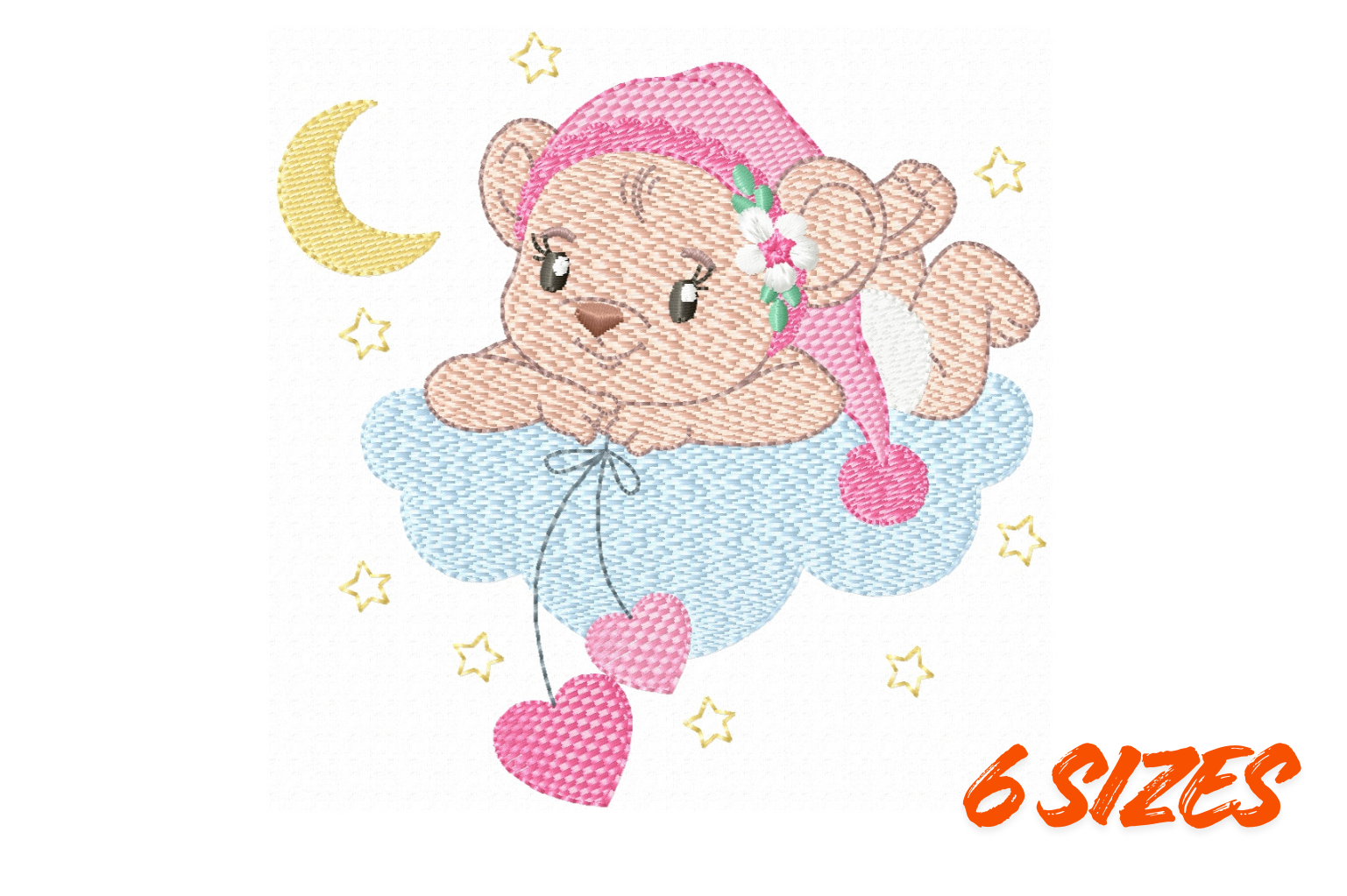 Sleeping Teddy Embroidery Design Art