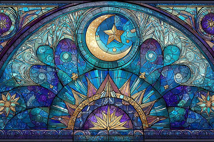 Stained Glass Sun Moon Window