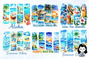 Summer Ocean Brush Strokes Clipart Graphic by Cat Lady · Creative Fabrica
