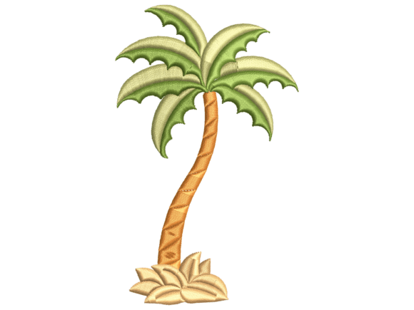 Tropical Palm Tree Machine Embroidery