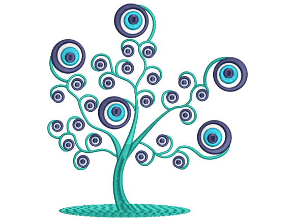 Turkish Evil Eye Tree Machine Embroidery