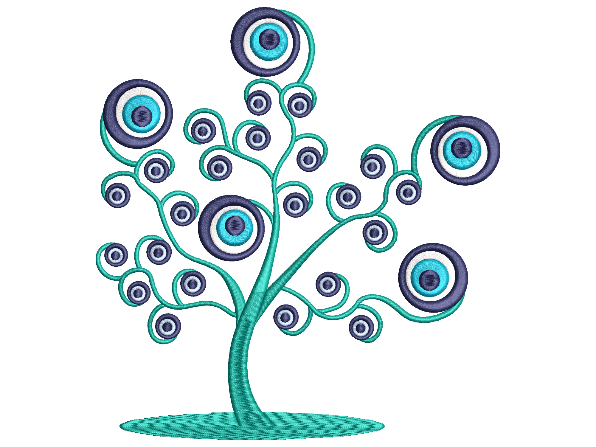 Turkish Evil Eye Tree Machine Embroidery