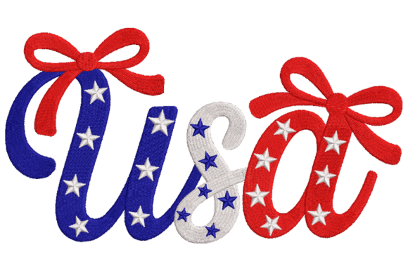 USA Stars Bow Embroidery Design