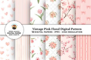 Vintage Pink Floral Digital Patterns Graphic by sagorarts · Creative ...