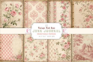Vintage Pink Rose Junk Journal Pages Graphic by Craftfiles-SVG ...