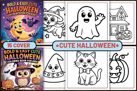 75 Bold & Easy Cute Halloween Color Page