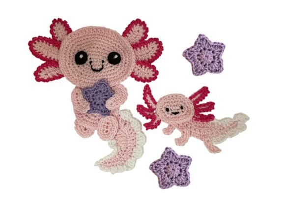 Aloxotl Mom and Baby Crochet Applique