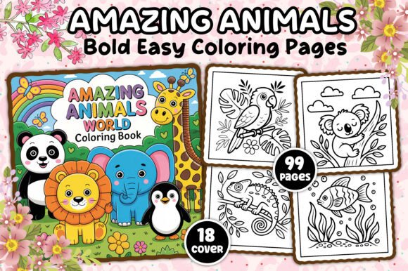 Amazing Animals World Coloring Book