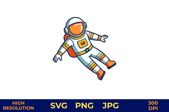 Astronaut Floating in Space, Vector Art