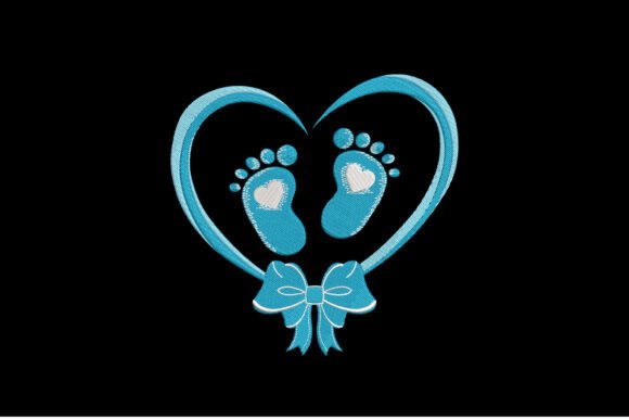 Baby Feet Heart Ribbon