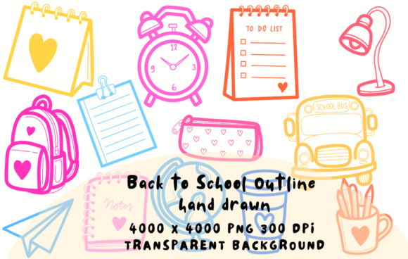 Back to School Outline Hand Drawn