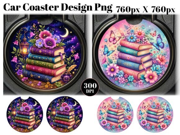 Books & Coffee Car Coaster PNG