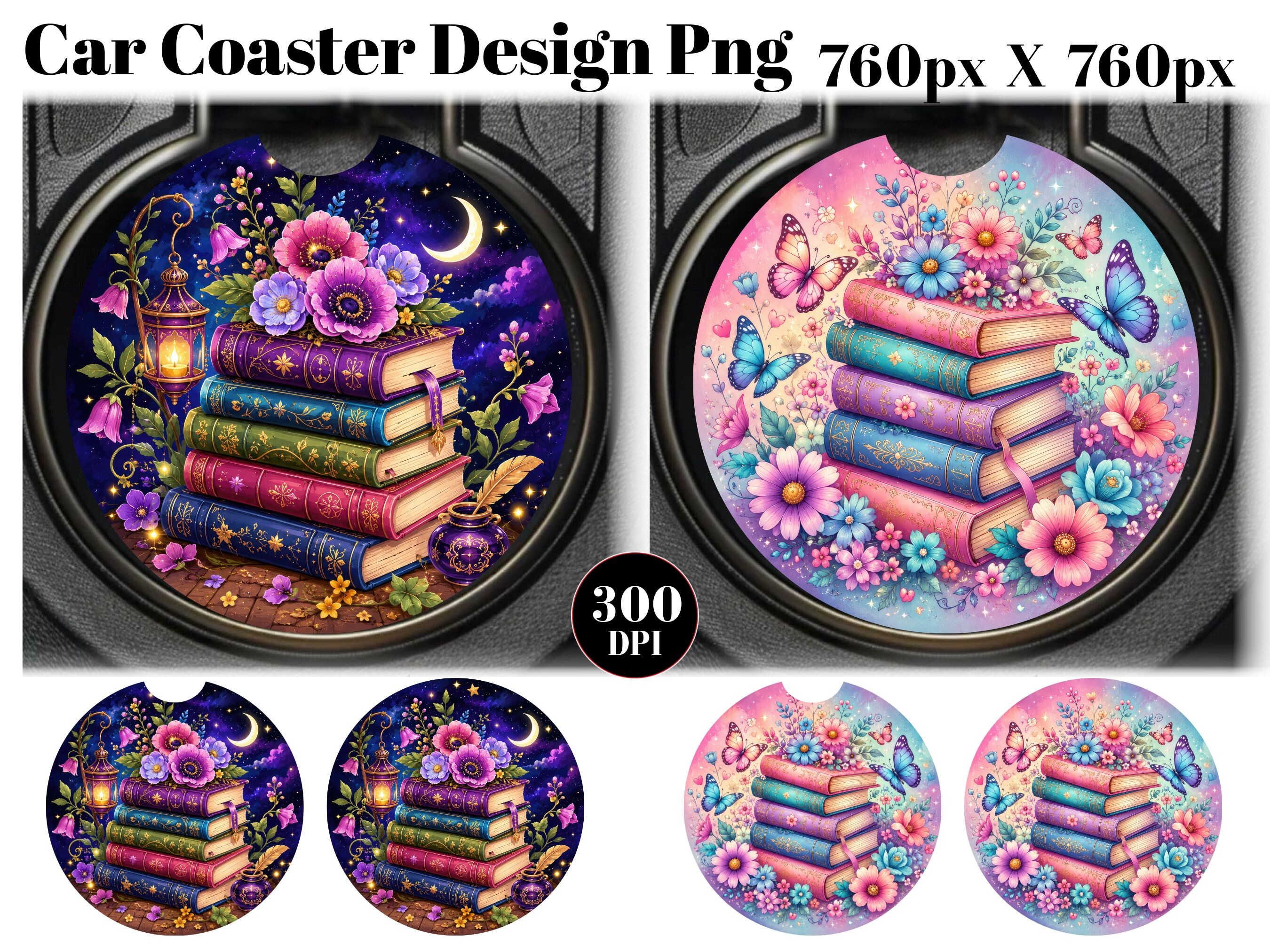 Books & Coffee Car Coaster PNG