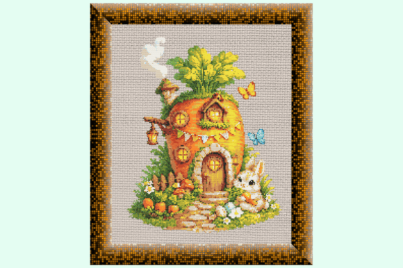 Carrot Cottage Bunny Cross‑Stitch Patter