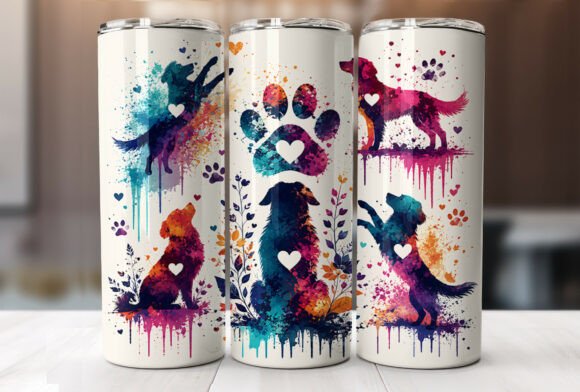 Colorful Dog Lover 20oz Tumbler Wrap PNG