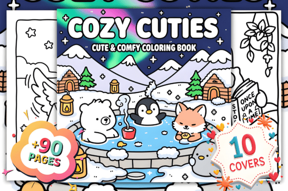 Preview of Cozy Cuties Cute & Comfy Coloring Pages coloring pages for kids