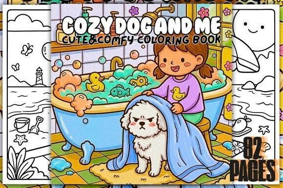 Preview of Cozy Dog and Me Cute&Cozy Coloring Book adult coloring pages