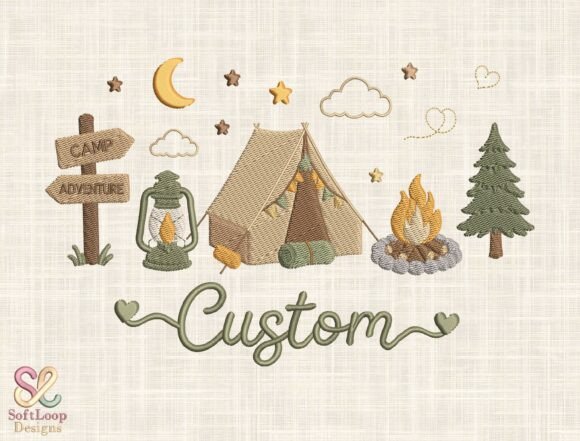 Custom Camping Embroidery Design