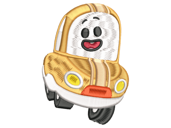 Cute Cartoon Taxi Car Machine Embroidery