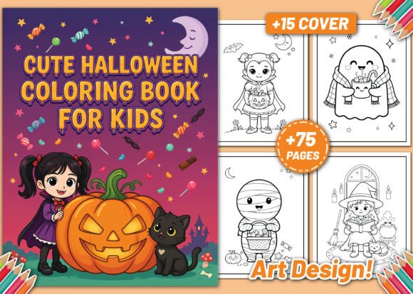 Cute Halloween Coloring Book for Kids