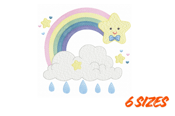 Cute Rainbow Star Embroidery Design Set