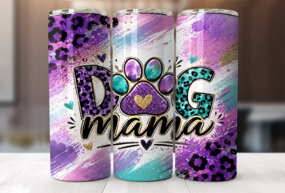 Dog Mama Leopard Print 20oz Tumbler Wrap