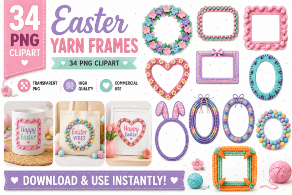 Easter Yarn Frames Pastel Crochet Frame