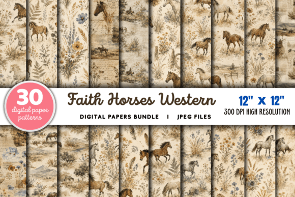 Faith Horses Western Junk Journal Papers