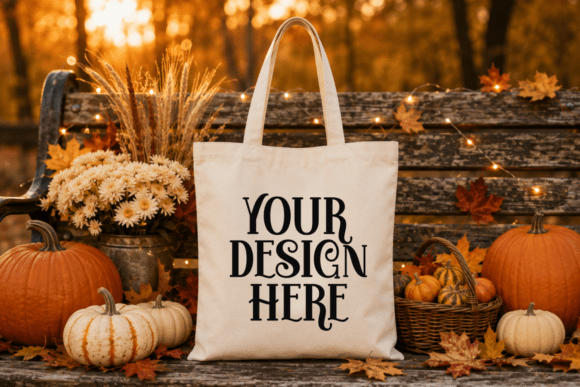 Fall Tote Bag Mockup, Autumn Tote Bag