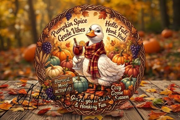 Goose Fall Door Sign, Autumn Coaster Png
