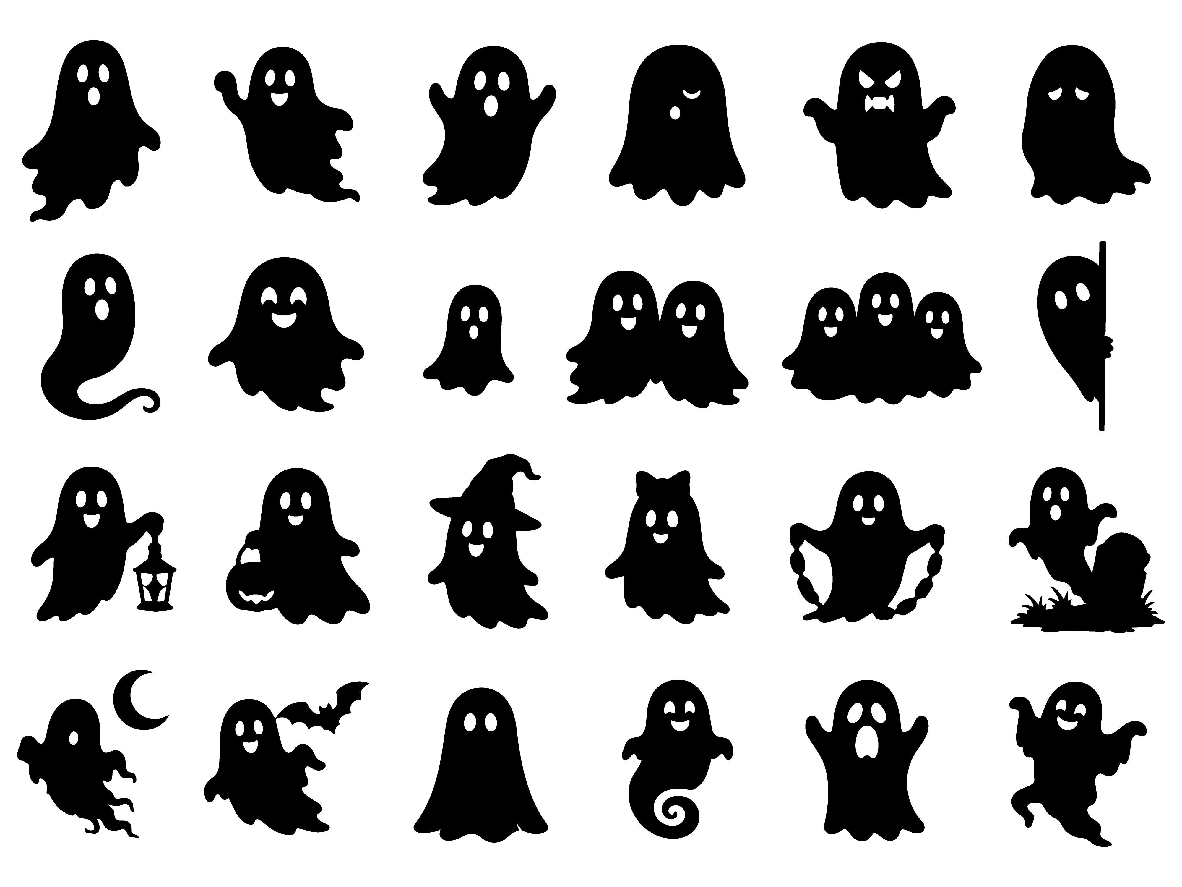 Halloween Ghost Silhouette Icon Bundle