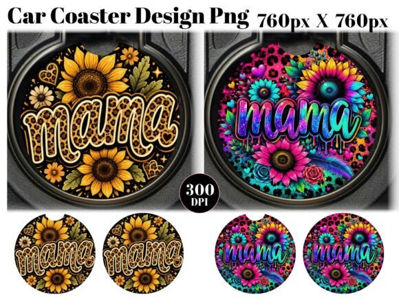 Leopard Mama Car Coaster PNG Sublimation
