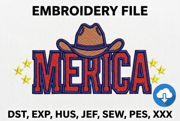 Merica Cowboy Hat Machine Embroidery