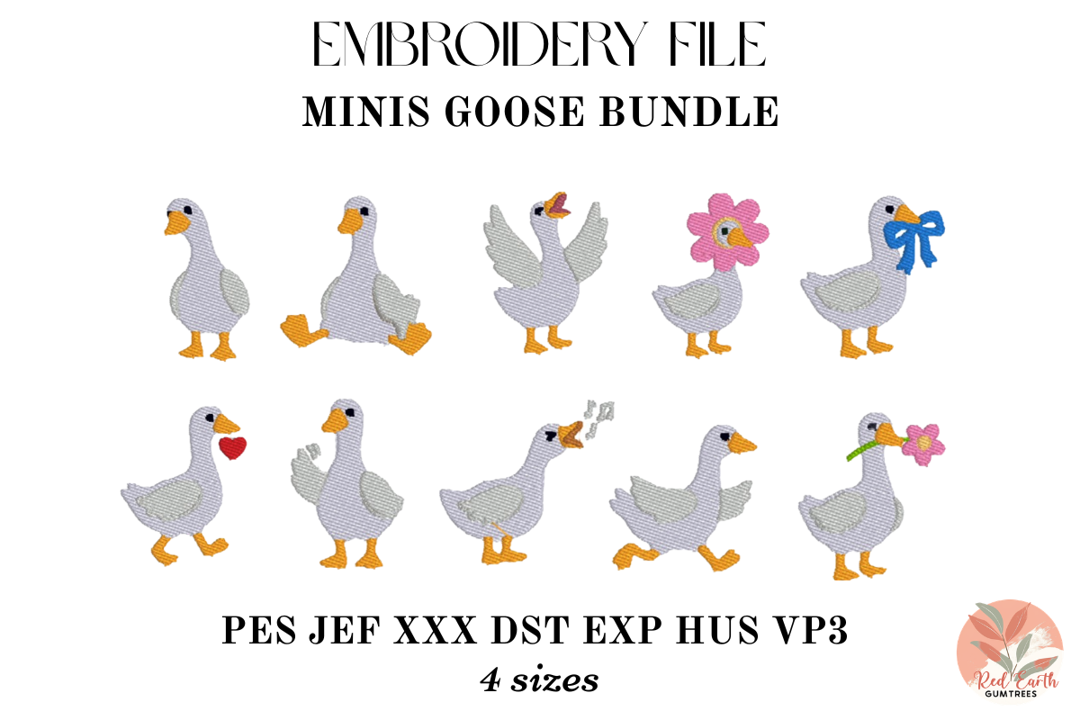 Mini Goose Embroidery Bundle 24 Designs