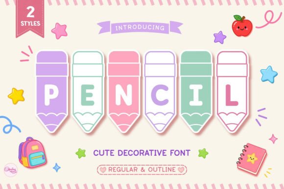 Preview specimen of Pencil decorative font