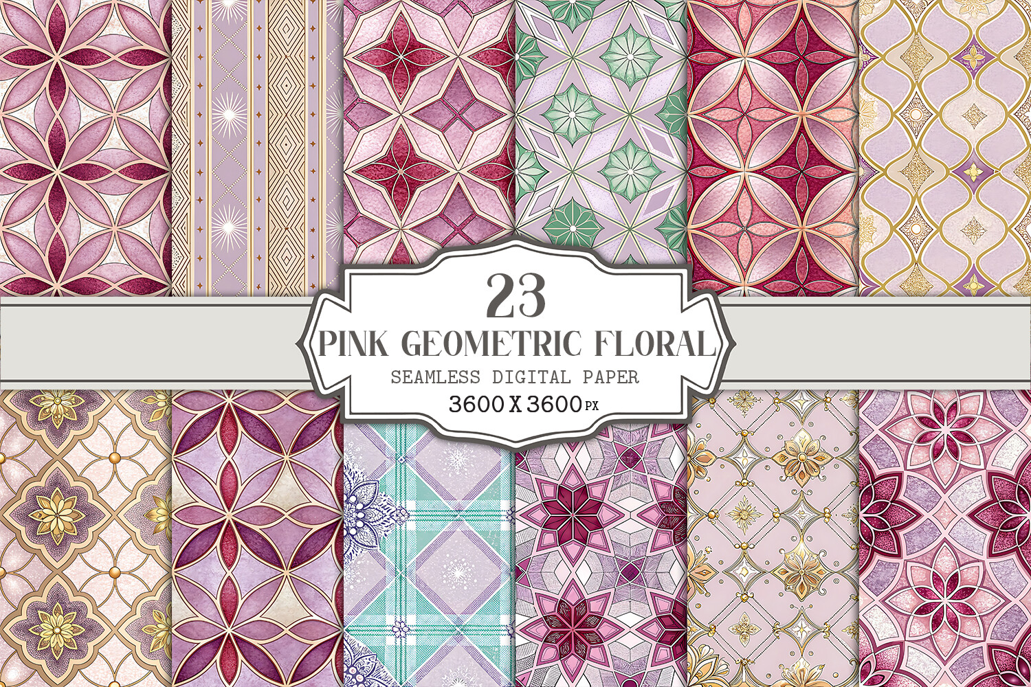 Pink Geometric Floral Seamless Pattern Graphic by Vectornest12 ...