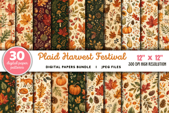 Plaid Harvest Festival Digital Papers