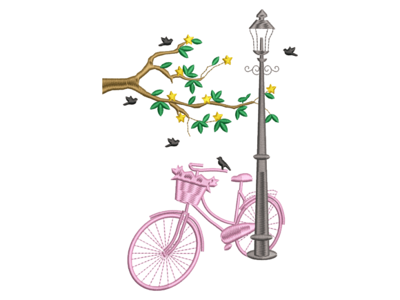 Romantic Pink Bicycle Street Lamp Machin