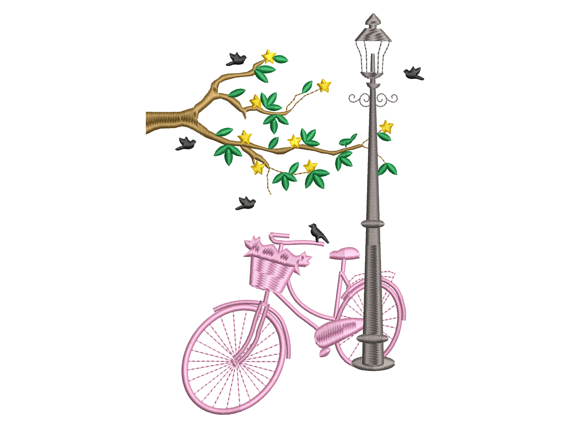 Romantic Pink Bicycle Street Lamp Machin