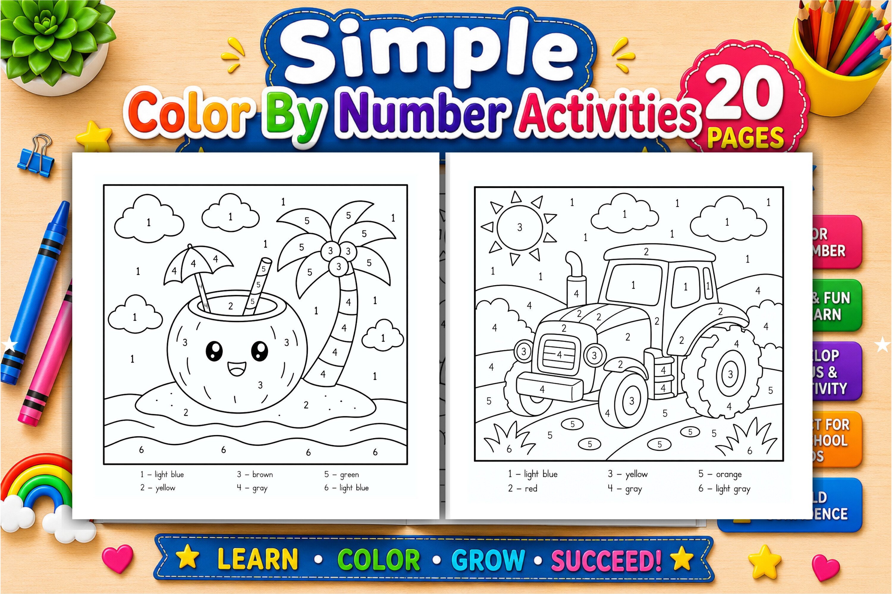 Simple Color by Number Activities