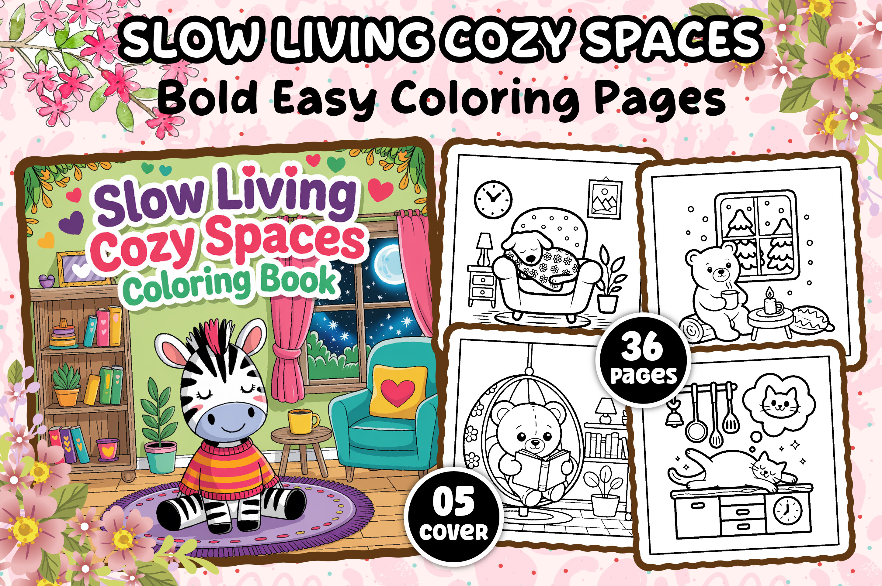 Slow Living Cozy Spaces Coloring Book