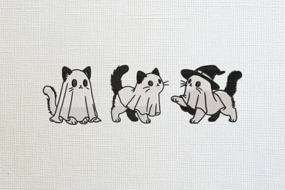 Spooky Trio Retro Halloween Cats