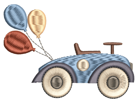 Toy Car with Balloons Embroidery