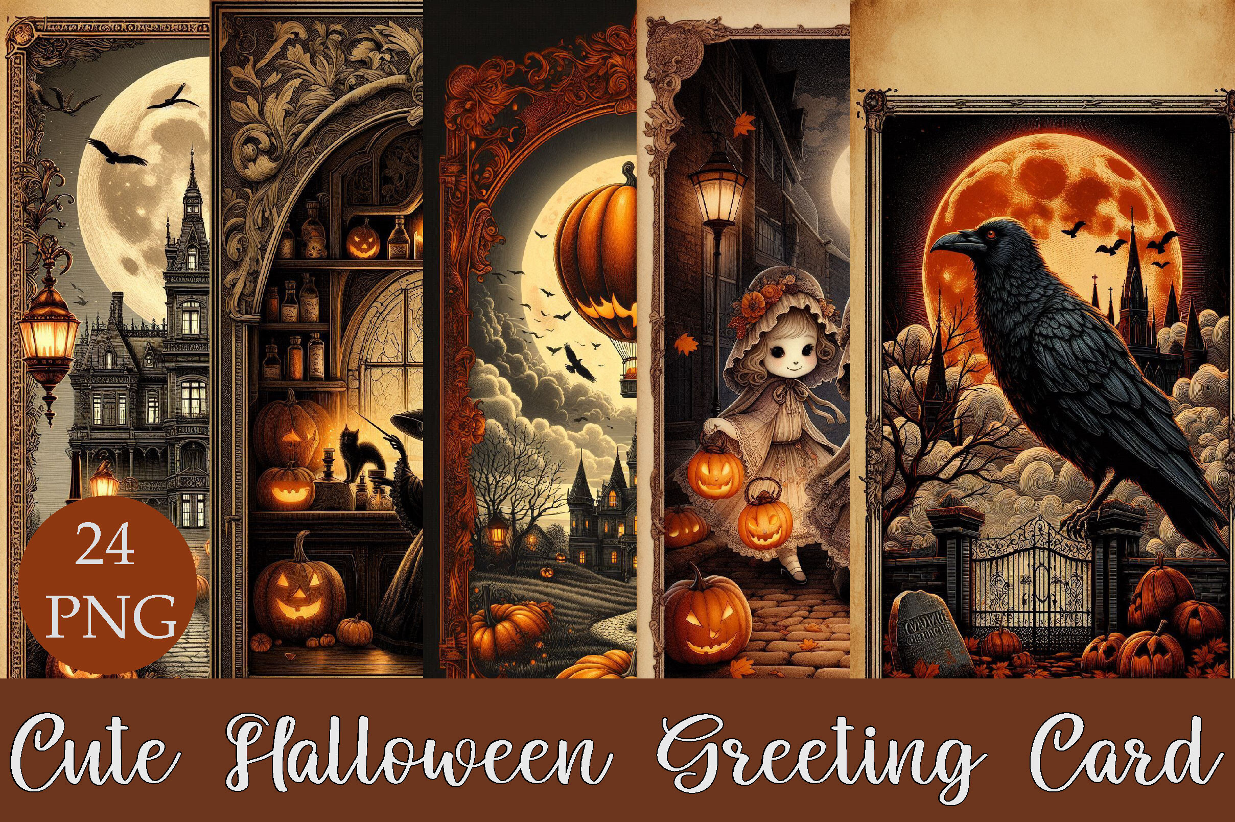Victorian Halloween Greeting Card Bundle