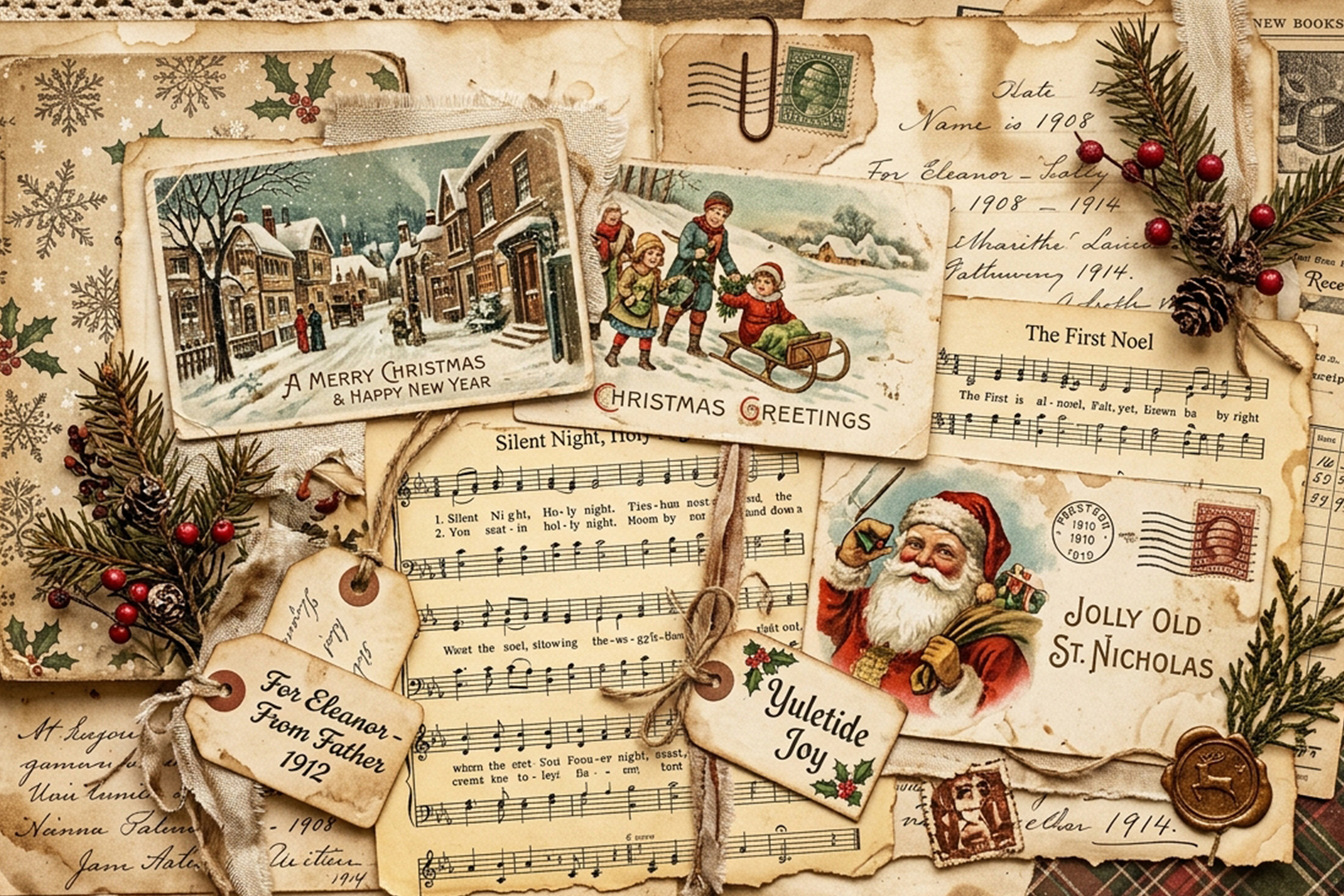 Vintage Christmas Letter Ephemera